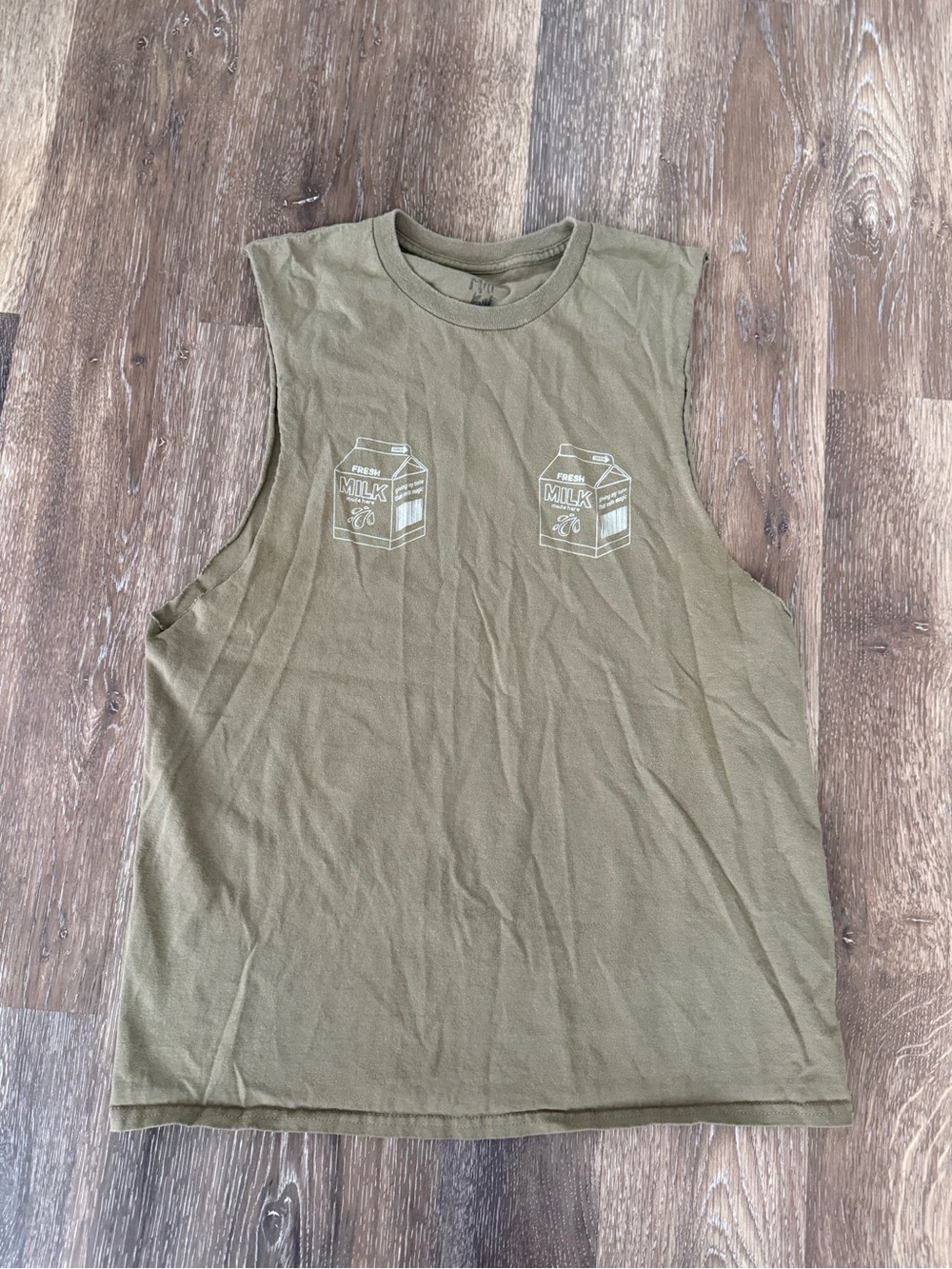 Women’s Olive Green Sleeveless Graphic Tank Top